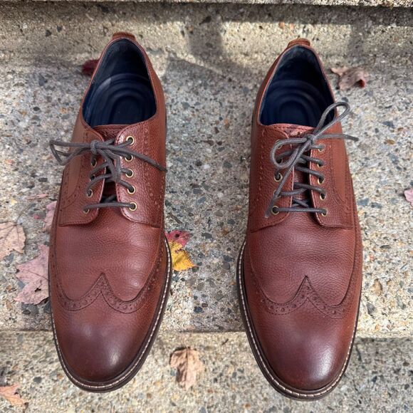 Cole Haan Grand OS Shoes Mens Size 11 Wingtip Brown Leather Oxford Dress Brogue - Picture 6 of 15